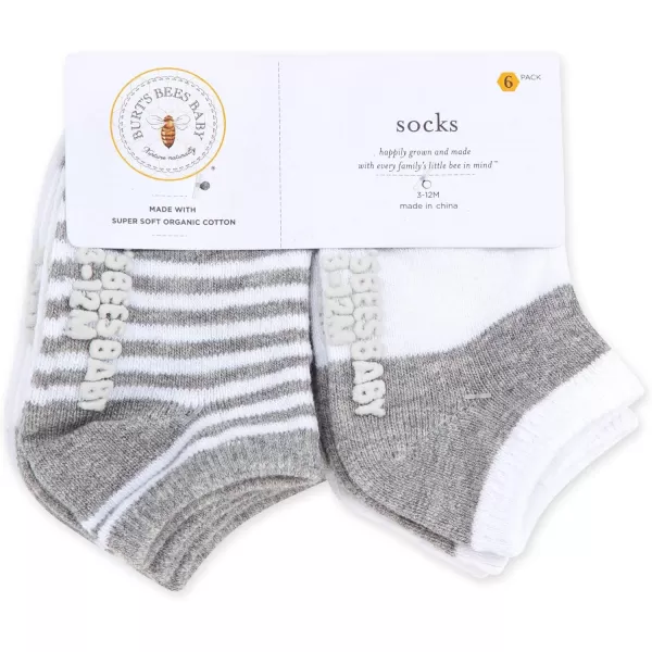 Burt's Bees Baby Baby Socks, 6-Pack Ankle Or Crew with Non-Slip Grips, Made with Organic Cotton