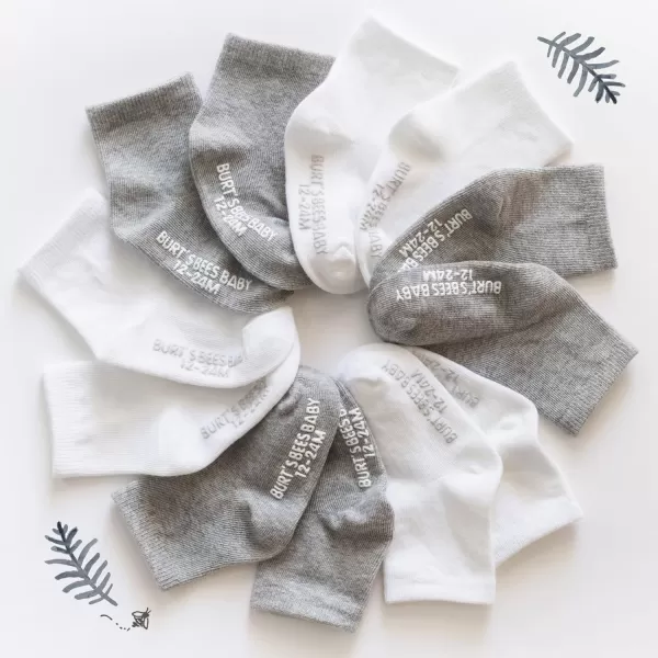 Burt's Bees Baby Baby Socks, 6-Pack Ankle Or Crew with Non-Slip Grips, Made with Organic Cotton