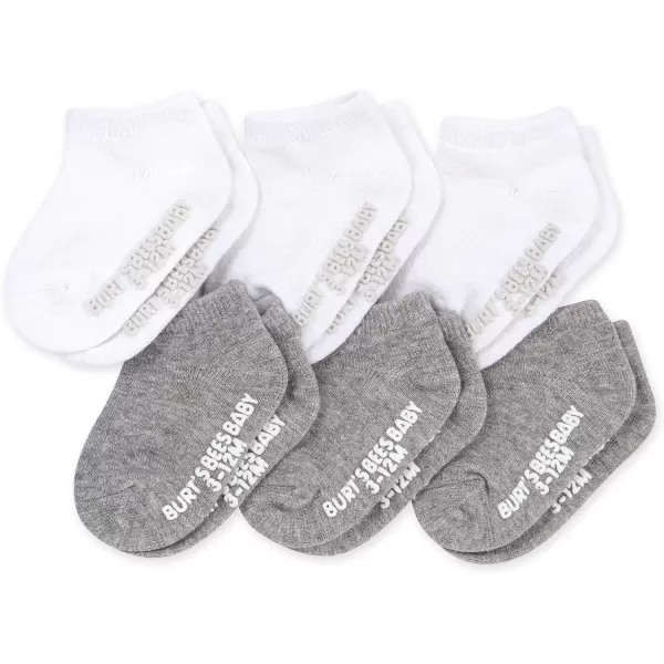 Burt's Bees Baby Baby Socks, 6-Pack Ankle Or Crew with Non-Slip Grips, Made with Organic Cotton