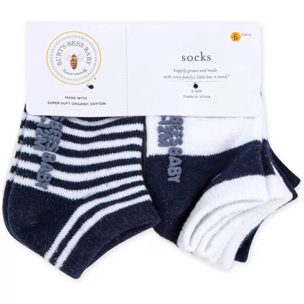 Burt's Bees Baby Baby Socks, 6-Pack Ankle Or Crew with Non-Slip Grips, Made with Organic Cotton