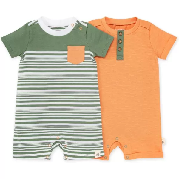 Burt's Bees Baby Baby Boys Short Sleeve Rompers, 100% Organic Cotton One-piece Coverall and Layette Set