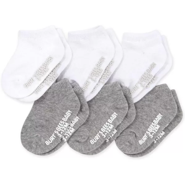 Burt's Bees Baby Baby Socks, 6-Pack Ankle Or Crew with Non-Slip Grips, Made with Organic Cotton