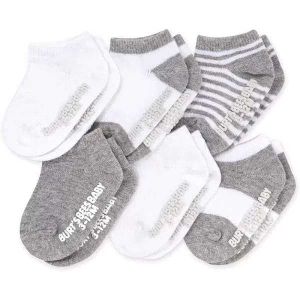 Burt's Bees Baby Baby Socks, 6-Pack Ankle Or Crew with Non-Slip Grips, Made with Organic Cotton