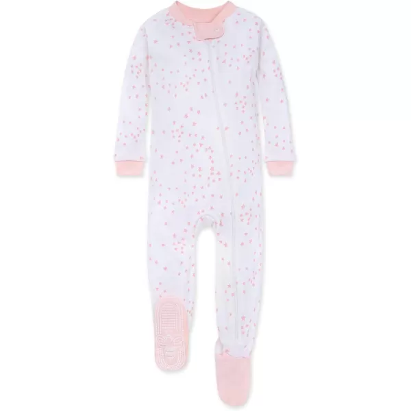 Burt's Bees Baby baby-girls Zip-up Footed Sleeper Pj &amp; Set of Bibs Gift Bundle, 100% Organic Cotton