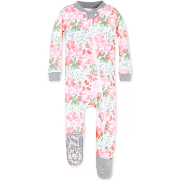 Burt's Bees Baby baby-girls Zip-up Footed Sleeper Pj &amp; Set of Bibs Gift Bundle, 100% Organic Cotton