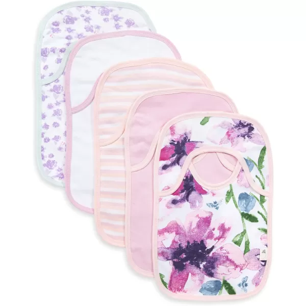 Burt's Bees Baby baby-girls Zip-up Footed Sleeper Pj &amp; Set of Bibs Gift Bundle, 100% Organic Cotton