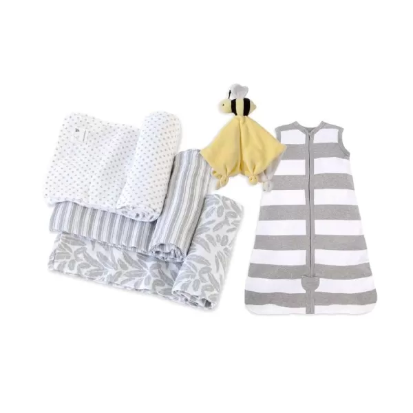 Burt's Bees Baby Unisex Baby Gift Set - Beekeeper Wearable Blanket, 3-Pack Muslin Swaddle Blankets &amp; Plush, Organic Cotton Essentials Bundle