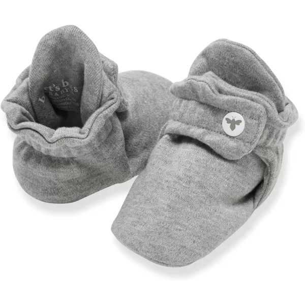 imageBurts Bees Baby Booties Organic Cotton Adjustable Infant SockHeather Grey