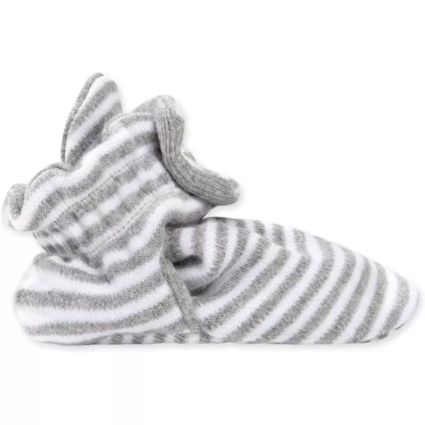 imageBurts Bees Baby Booties Organic Cotton Adjustable Infant SockHeather Grey Stripe