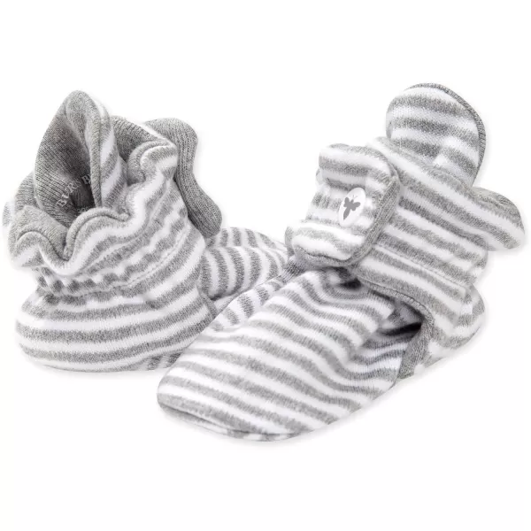 imageBurts Bees Baby Booties Organic Cotton Adjustable Infant SockHeather Grey Stripe