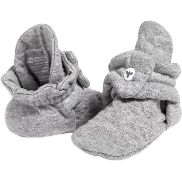 imageBurts Bees Baby Booties Organic Cotton Adjustable Infant SockQuilted Heather Grey