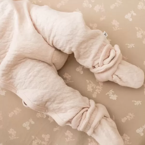 imageBurts Bees Baby Booties Organic Cotton Adjustable Infant SockQuilted Pastel Pink