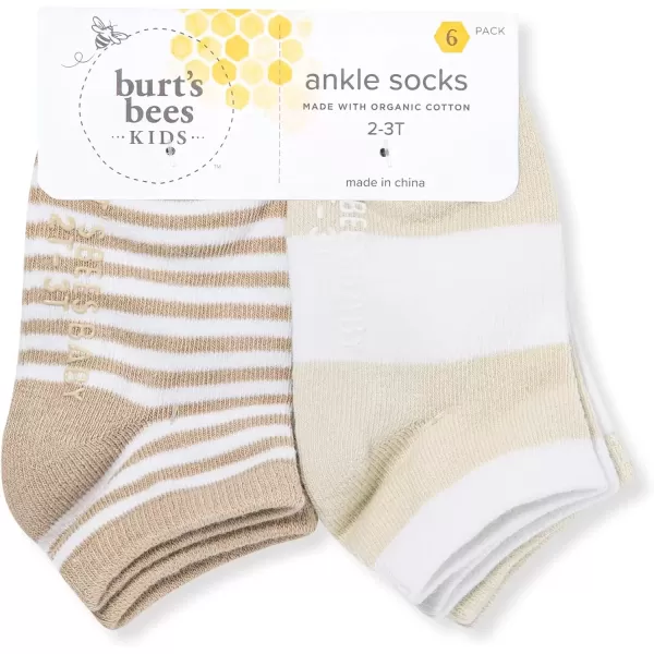 imageBurts Bees Baby Unisex Baby Socks Ankle or Crew Height Made with Soft Organic Cotton 6 Packs with NonSlip Grips for BabiesOat