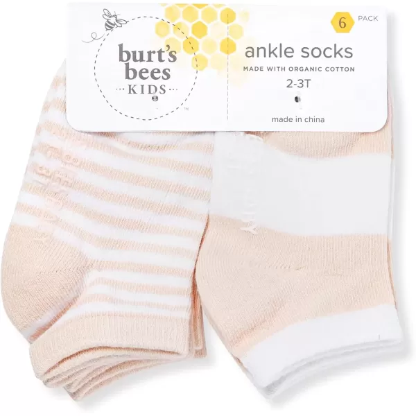 imageBurts Bees Baby Unisex Baby Socks Ankle or Crew Height Made with Soft Organic Cotton 6 Packs with NonSlip Grips for BabiesPastel Pink
