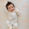 imageBurts Bees Baby Baby Girls Mittens NoScratch Mitts 100 Organic Cotton Set of 3Pink Cream Multi