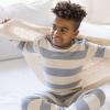 imageBurts Bees Baby Boys 2Piece Long Sleeve Tee and Pants Organic Cotton Pajama SetBlue Rugby Stripe