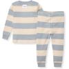 imageBurts Bees Baby Boys 2Piece Long Sleeve Tee and Pants Organic Cotton Pajama SetBlue Rugby Stripe