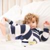 imageBurts Bees Baby Boys 2Piece Long Sleeve Tee and Pants Organic Cotton Pajama SetMidnight Rugby Stripe