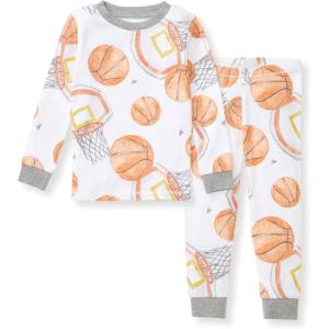 imageBurts Bees Baby Boys 2Piece Long Sleeve Tee and Pants Organic Cotton Pajama SetBasketball