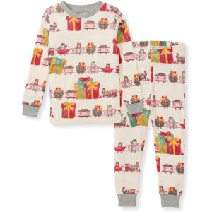 imageBurts Bees Baby Boys 2Piece Long Sleeve Tee and Pants Organic Cotton Pajama SetHoliday Train