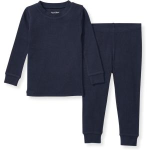imageBurts Bees Baby Boys 2Piece Long Sleeve Tee and Pants Organic Cotton Pajama SetMidnight Solid Rib
