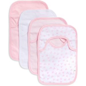 imageBurts Bees Baby Infant Pull On Bibs 100 Organic Cotton Lap Shoulder Style Drool Cloths Newborn EssentialsBlossom Pink Prints