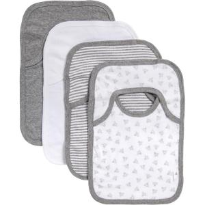 imageBurts Bees Baby Infant Pull On Bibs 100 Organic Cotton Lap Shoulder Style Drool Cloths Newborn EssentialsHeather Grey Prints