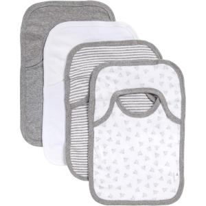 imageBurts Bees Baby Infant Pull On Bibs 100 Organic Cotton Lap Shoulder Style Drool Cloths Newborn EssentialsLight Grey Prints