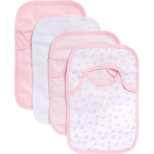 imageBurts Bees Baby Infant Pull On Bibs 100 Organic Cotton Lap Shoulder Style Drool Cloths Newborn EssentialsPink Variety
