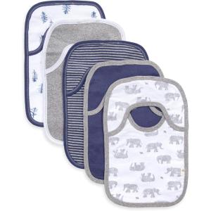 imageBurts Bees Baby Infant Pull On Bibs 100 Organic Cotton Lap Shoulder Style Drool Cloths Newborn EssentialsWandering Elephants