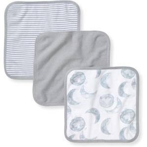 imageBurts Bees Baby Infant Washcloths 100 Organic Cotton Soft and Super Absorbent Knit Terry Wash Cloth  3 Pack SetLight Blue Hello Moon