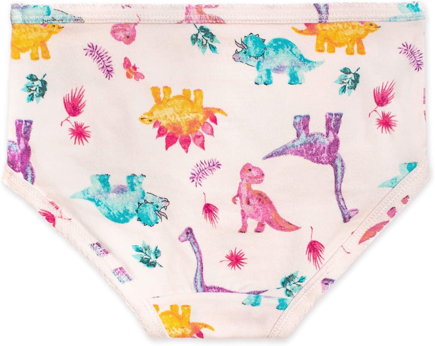 imageBurts Bees Baby Toddler Girls Underwear Set of 5  Solids StripesPrints TagFree with Sizes for 2T to 8 Years OldDino Friends