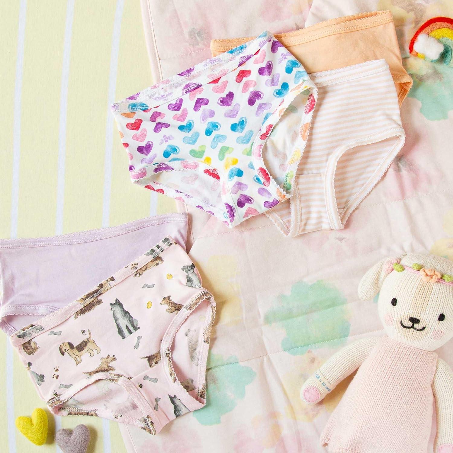 imageBurts Bees Baby Toddler Girls Underwear Set of 5  Solids StripesPrints TagFree with Sizes for 2T to 8 Years OldPuppies  Rainbows