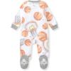 imageBurts Bees Baby Baby Girls Pajamas Zip Front NonSlip Footed Sleeper Pjs 100 Organic CottonBasketball