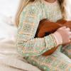 imageBurts Bees Baby Girls 2Piece Long Sleeve Tee and Pants Organic Cotton Pajama SetFloral Tile