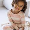 imageBurts Bees Baby Girls 2Piece Long Sleeve Tee and Pants Organic Cotton Pajama SetPink Sand Rugby Stripe