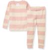 imageBurts Bees Baby Girls 2Piece Long Sleeve Tee and Pants Organic Cotton Pajama SetPink Sand Rugby Stripe