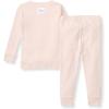 imageBurts Bees Baby Girls 2Piece Long Sleeve Tee and Pants Organic Cotton Pajama SetPink Solid Rib