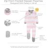 imageBurts Bees Baby Girls Snug Fit OnePiece Footed NonSlip Sleeper PajamasPink Rugby Stripe