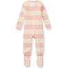 imageBurts Bees Baby Girls Snug Fit OnePiece Footed NonSlip Sleeper PajamasPink Sand Rugby Stripe
