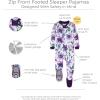 imageBurts Bees Baby Girls Snug Fit OnePiece Footed NonSlip Sleeper PajamasPurple Watercolor Daylily