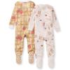 imageBurts Bees Baby Girls Snug Fit OnePiece Footed NonSlip Sleeper PajamasWaffle  Cheesecake