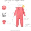 imageBurts Bees Baby Unisex Baby Honeysoft Pajamas Footless Onepiece Zipup Pj Soft Organic Cotton ampamp Lyocell BlendPink Coral