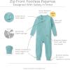 imageBurts Bees Baby Unisex Baby Honeysoft Pajamas Footless Onepiece Zipup Pj Soft Organic Cotton ampamp Lyocell BlendSeaglass Blue
