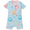 imageBurts Bees Baby Unisex Baby Short Sleeve Pajamas Onepiece Sleeper Romper Pjs Snug Fit for Infants 3 to 24 MonthsPuffer Fish