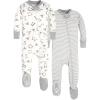 imageBurts Bees Baby babyboys Boys Sleeper Pjs 100 Organic Cotton Onepiece Footie Zip Up Jumpsuit Snug Fit PajamasA Bee CStripe