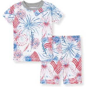 imageBurts Bees Baby Baby Boys Pajamas Sleeve Tee and Shorts 2Piece Pj Set 100 Organic CottonFlying Fireworks