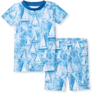 imageBurts Bees Baby Baby Boys Pajamas Sleeve Tee and Shorts 2Piece Pj Set 100 Organic CottonMediterranean Sailing