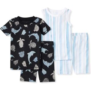 imageBurts Bees Baby Baby Boys Pajamas Sleeve Tee and Shorts 2Piece Pj Set 100 Organic CottonMosaic Sea Animals