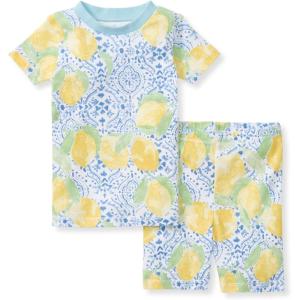 imageBurts Bees Baby Baby Girls Pajamas Sleeve Tee and Shorts 2Piece Pj Set 100 Organic CottonLemon Tiles